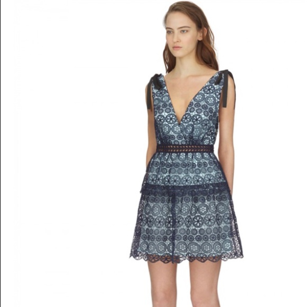 Self-portrait Guipure lace floral mini dress